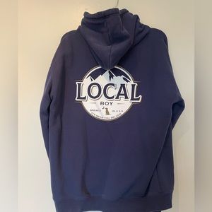 Local Boy Outfitters Mountain Label Hoodie Navy Blue Large hooded pullover